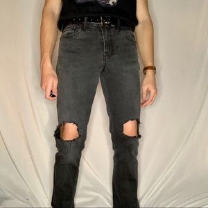 Aeropostale Custom Ripped Black Jeans Slimstraight